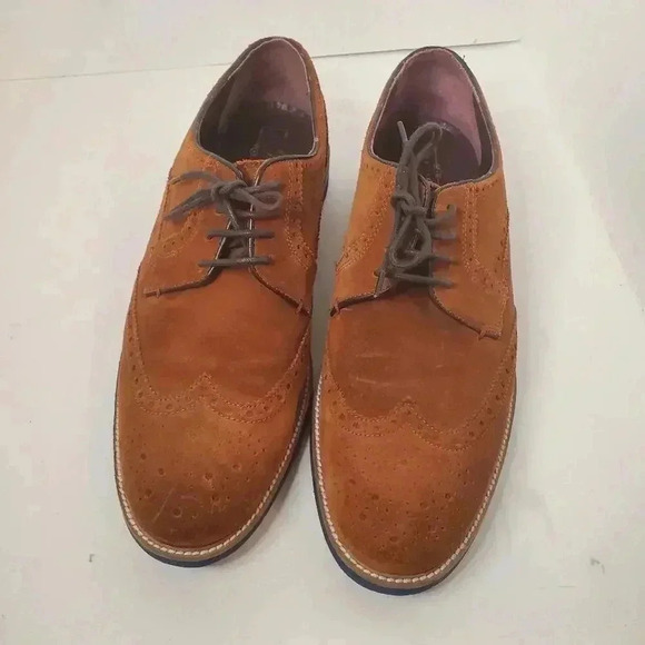 Ted Baker Brown Perforated Leather Wingtip Lace Up Shoes 10 - Picture 2 of 10